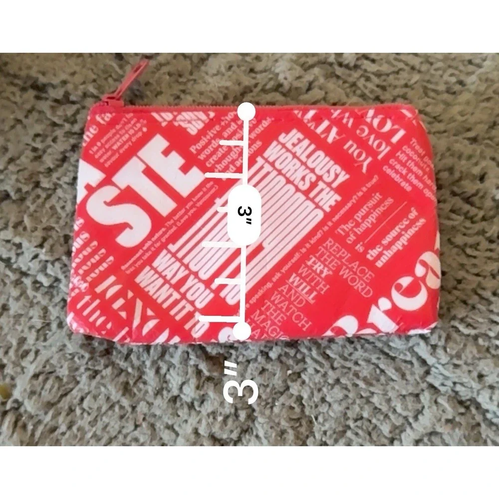 Lululemon Manifesto Love‎ Yourself Coin Purse Card Holder Wallet Red White NWOT